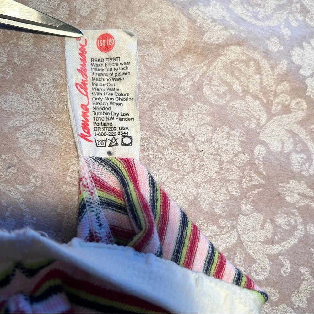 Hanna~ Girl’s Cotton Blend Made in Denmark Floral Stripe Footed Tights 150/160